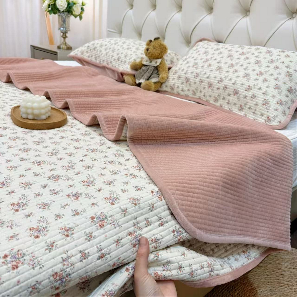 91家纺网 家纺一手货源 找家纺 （总）床盖工厂店 2025新款亲肤舒适高温酵素砂洗全棉纯棉加宝宝绒床盖三件套