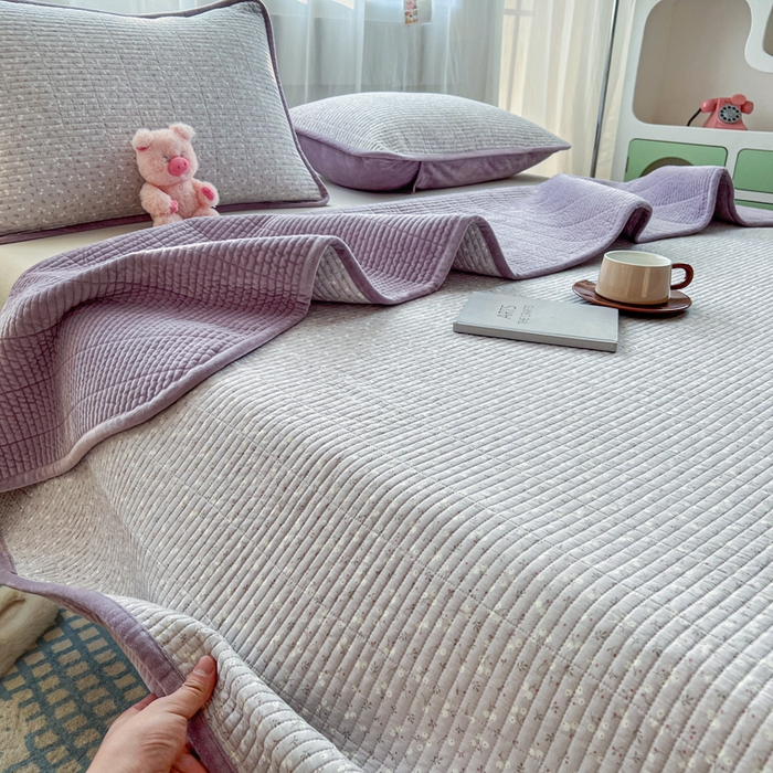 91家纺网 家纺一手货源 找家纺 （总）床盖工厂店 2025新款亲肤舒适高温酵素砂洗全棉纯棉加宝宝绒床盖三件套