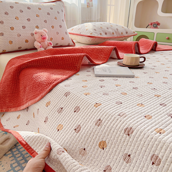 91家纺网 家纺一手货源 找家纺 （总）床盖工厂店 2025新款亲肤舒适高温酵素砂洗全棉纯棉加宝宝绒床盖三件套