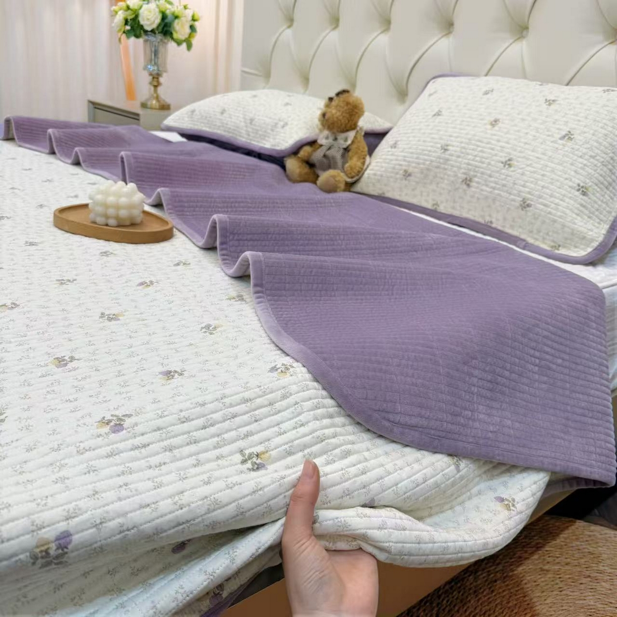 91家纺网 家纺一手货源 找家纺 （总）床盖工厂店 2025新款亲肤舒适高温酵素砂洗全棉纯棉加宝宝绒床盖三件套