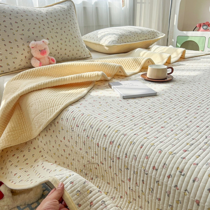 91家纺网 家纺一手货源 找家纺 （总）床盖工厂店 2025新款亲肤舒适高温酵素砂洗全棉纯棉加宝宝绒床盖三件套