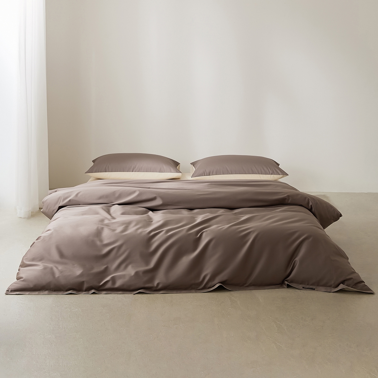 91家纺网 家纺一手货源 找家纺 EH家居 2026新款长绒棉纯棉云栖安缦之境四件套 安缦-布朗尼咖