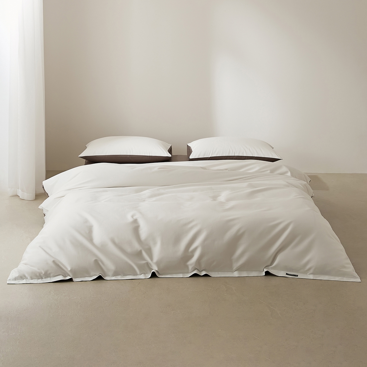 91家纺网 家纺一手货源 找家纺 EH家居 2026新款长绒棉纯棉云栖安缦之境四件套 安缦-阳光白咖