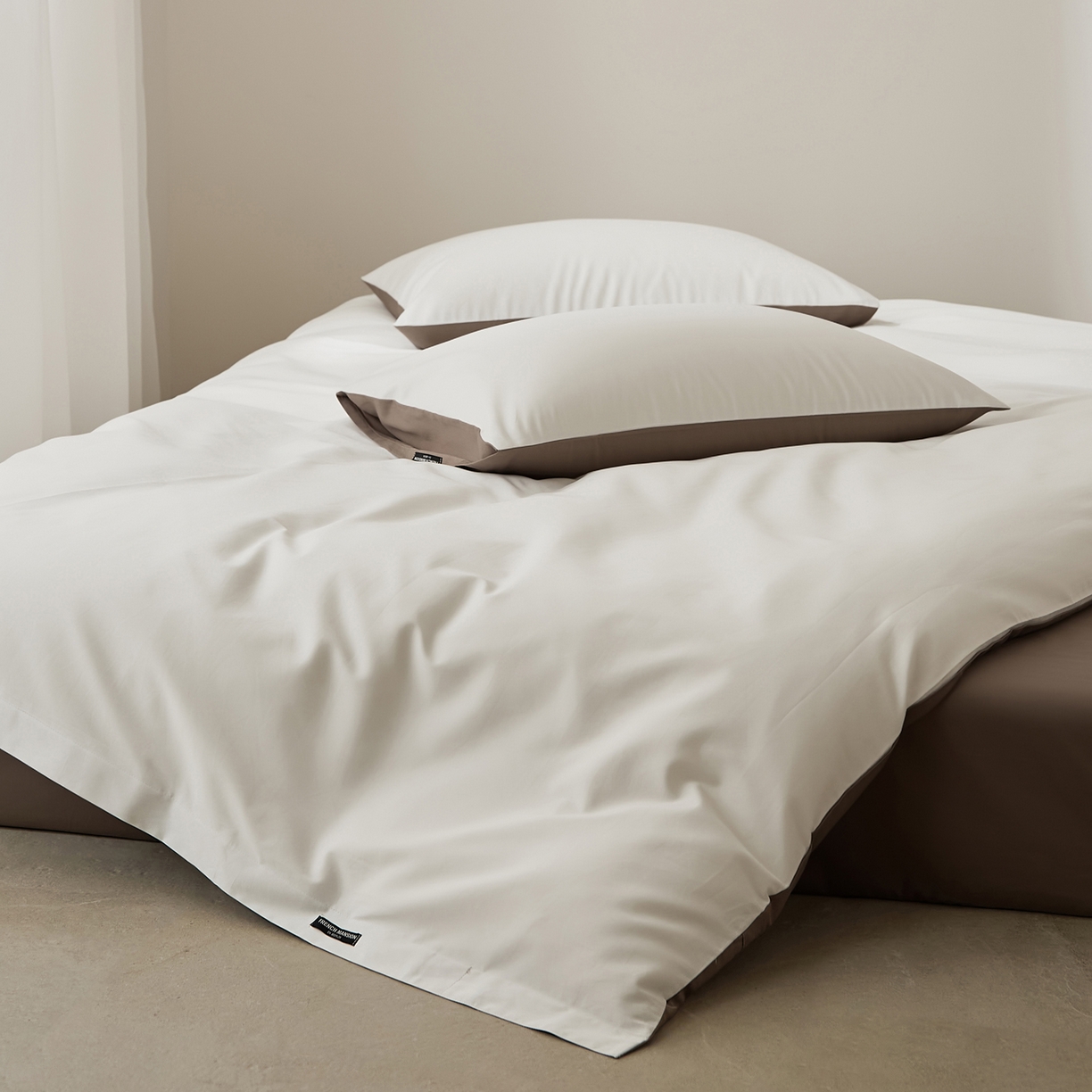 91家纺网 家纺一手货源 找家纺 EH家居 2026新款长绒棉纯棉云栖安缦之境四件套 安缦-阳光白咖