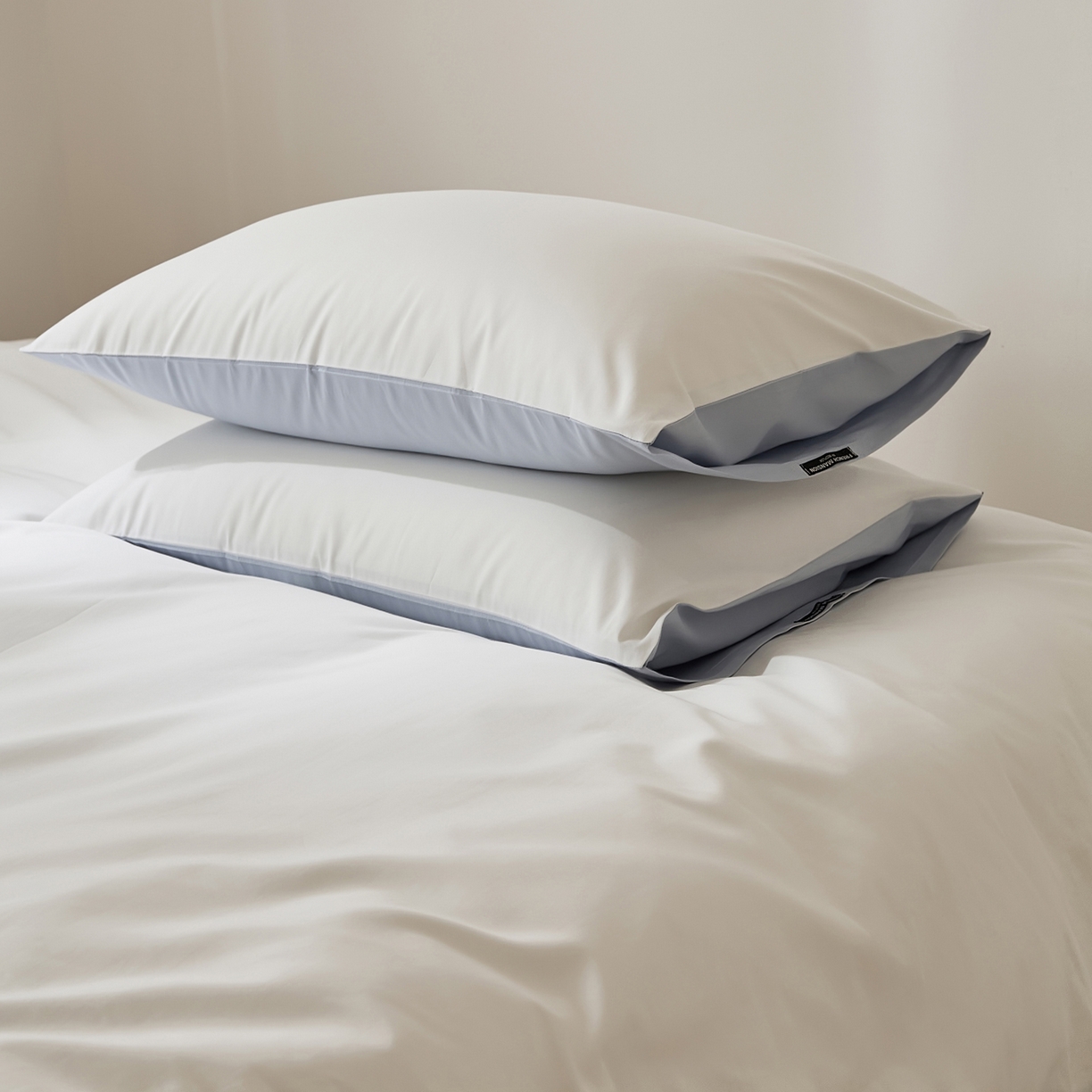 91家纺网 家纺一手货源 找家纺 EH家居 2026新款长绒棉纯棉云栖安缦之境四件套 安缦-蓝白