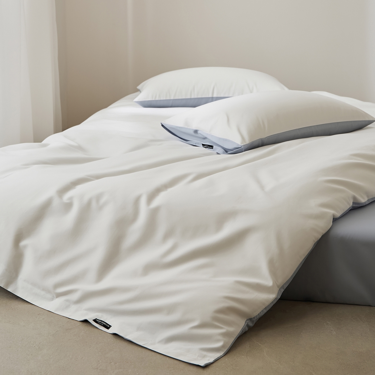 91家纺网 家纺一手货源 找家纺 EH家居 2026新款长绒棉纯棉云栖安缦之境四件套 安缦-蓝白