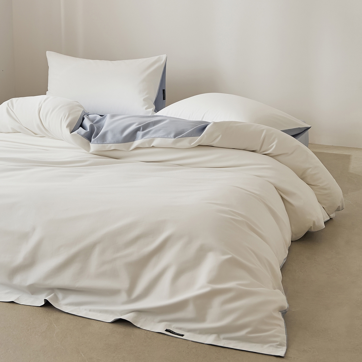 91家纺网 家纺一手货源 找家纺 EH家居 2026新款长绒棉纯棉云栖安缦之境四件套 安缦-蓝白