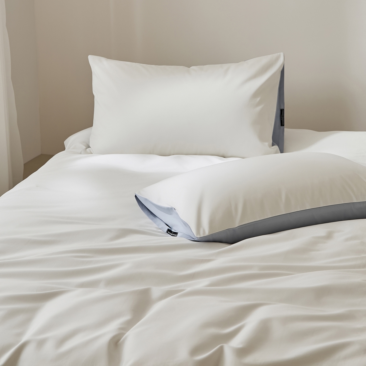 91家纺网 家纺一手货源 找家纺 EH家居 2026新款长绒棉纯棉云栖安缦之境四件套 安缦-蓝白