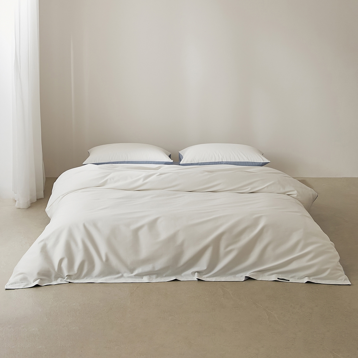 91家纺网 家纺一手货源 找家纺 EH家居 2026新款长绒棉纯棉云栖安缦之境四件套 安缦-蓝白