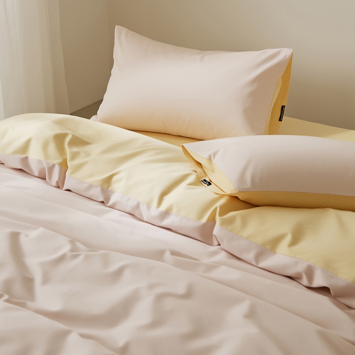 91家纺网 家纺一手货源 找家纺 EH家居 2026新款长绒棉纯棉云栖安缦之境四件套 安缦-奶盖粉