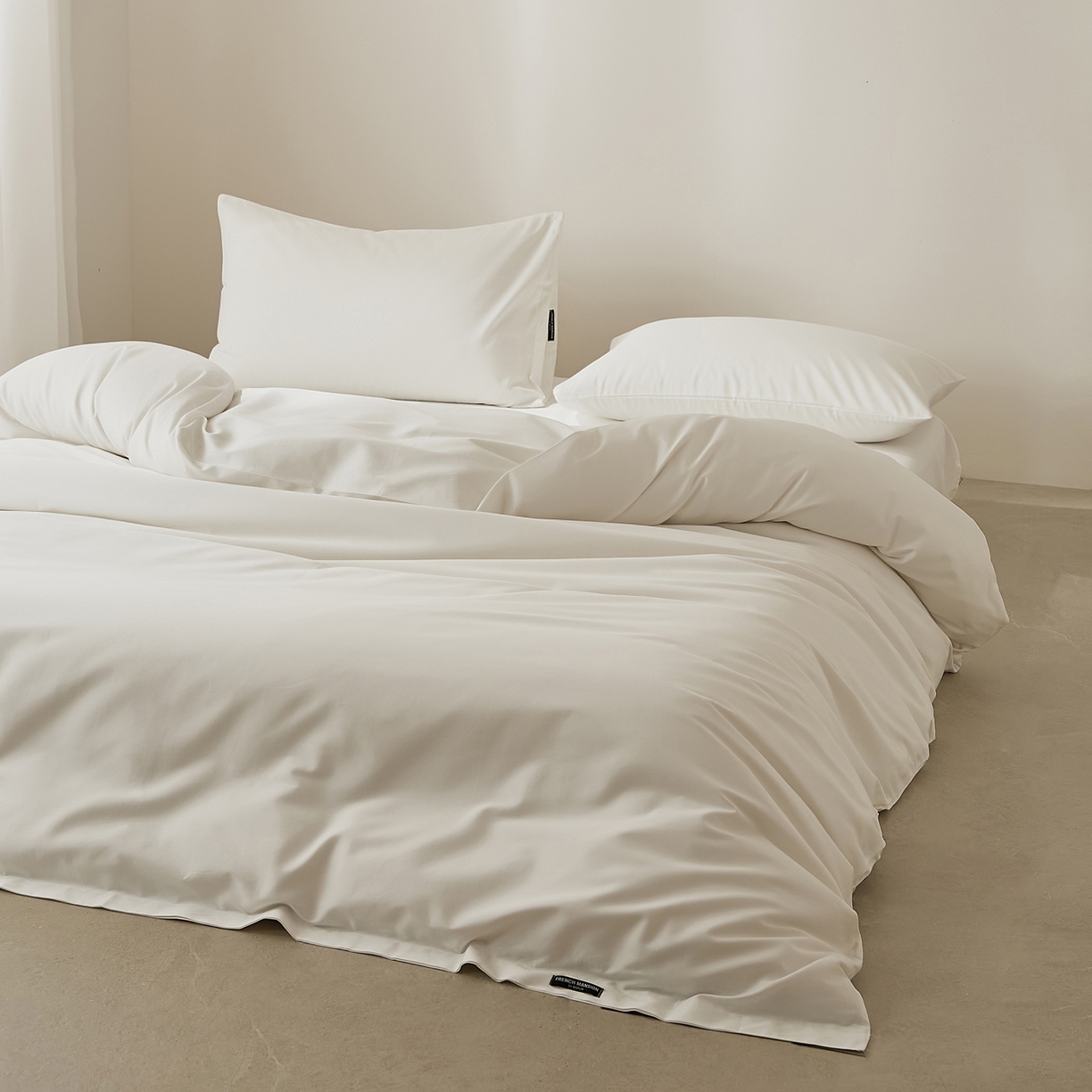 91家纺网 家纺一手货源 找家纺 EH家居 2026新款长绒棉纯棉云栖安缦之境四件套 安缦-月影白