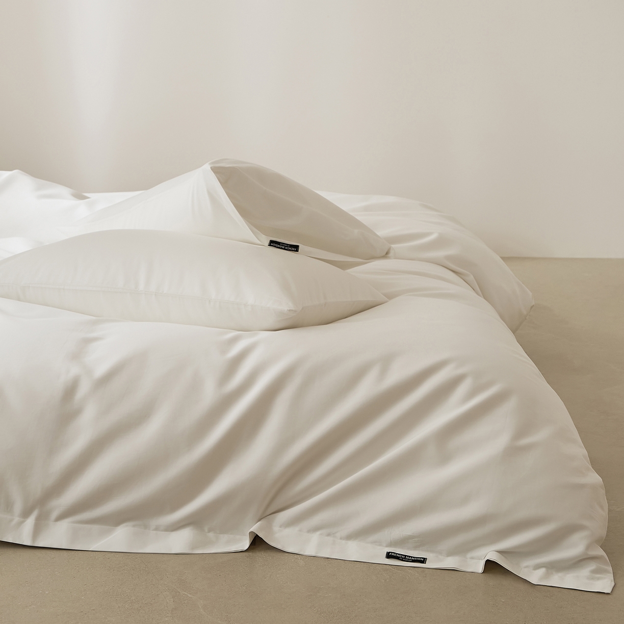 91家纺网 家纺一手货源 找家纺 EH家居 2026新款长绒棉纯棉云栖安缦之境四件套 安缦-月影白