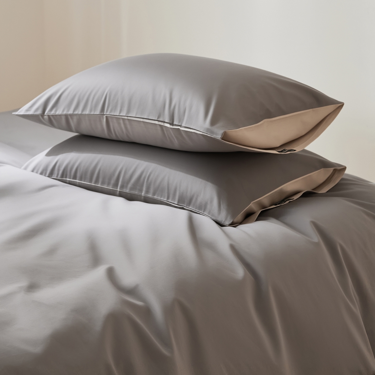 91家纺网 家纺一手货源 找家纺 EH家居 2026新款长绒棉纯棉云栖安缦之境四件套 安缦-冰岛深灰