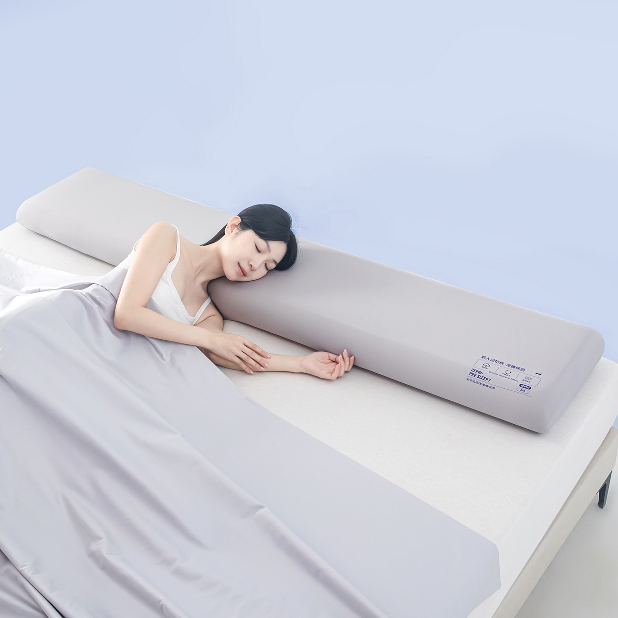 91家纺网 家纺一手货源 找家纺 贵夫人 2025新款加长款-双人深睡记忆枕枕头枕芯 35*120*10cm灰色单只