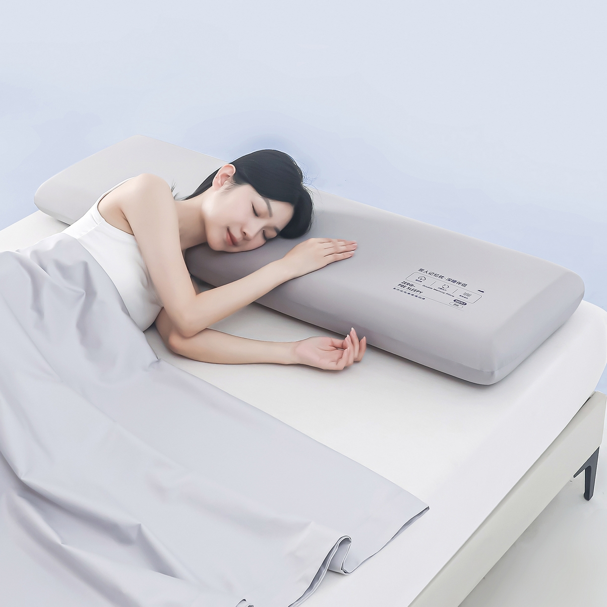 91家纺网 家纺一手货源 找家纺 贵夫人 2025新款加长款-双人深睡记忆枕枕头枕芯 35*150*8cm灰色单只