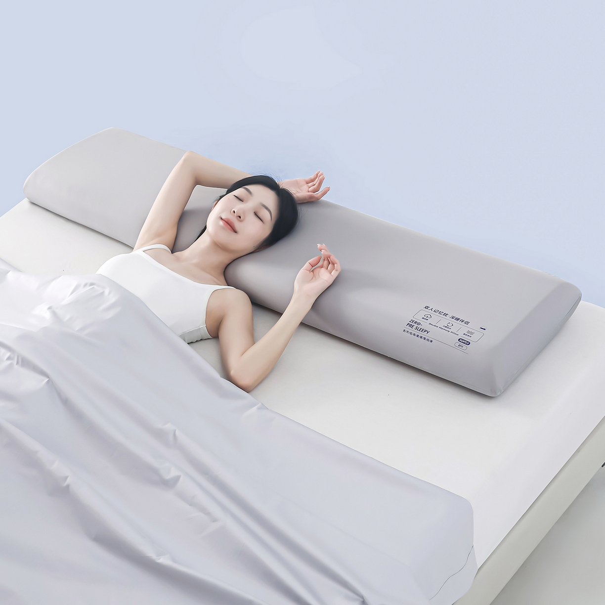 91家纺网 家纺一手货源 找家纺 贵夫人 2025新款加长款-双人深睡记忆枕枕头枕芯 35*150*10cm灰色单只