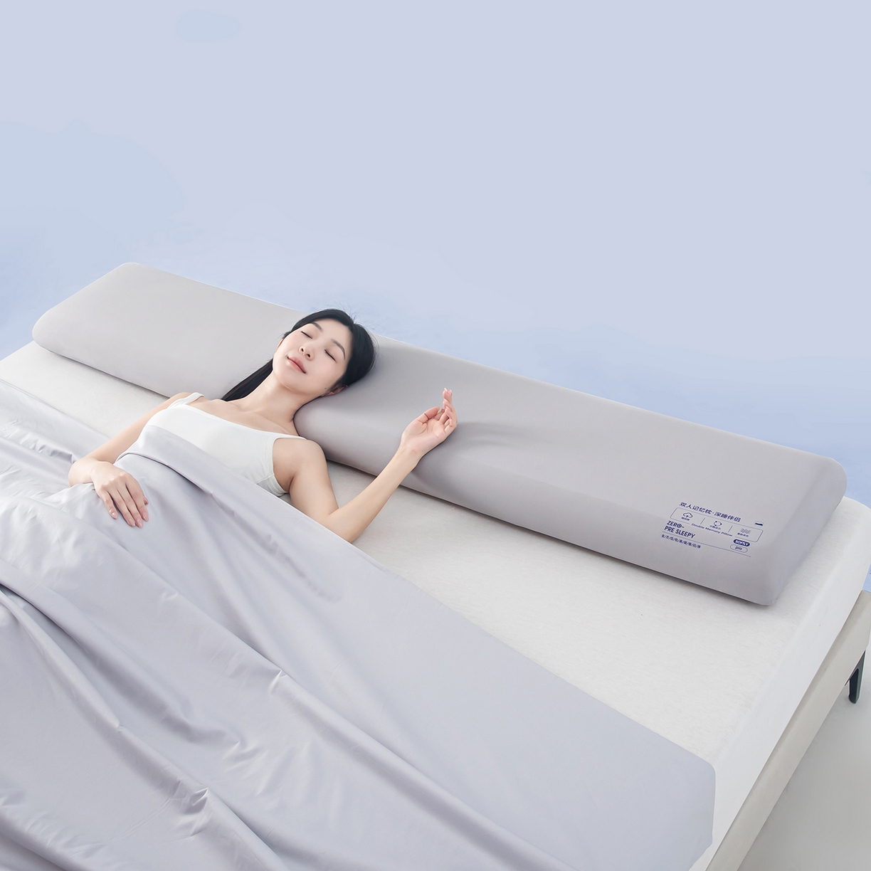 91家纺网 家纺一手货源 找家纺 贵夫人 2025新款加长款-双人深睡记忆枕枕头枕芯 35*80*8cm灰色单只