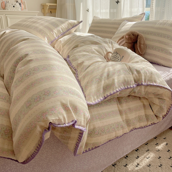 91家纺网 家纺一手货源 找家纺 （总）瑞莱 2025新款全棉印花贝壳边四件套