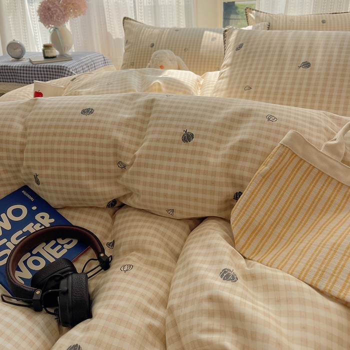 91家纺网 家纺一手货源 找家纺 瑞莱 2026新款全棉印花贝壳边四件套 甜糯南瓜