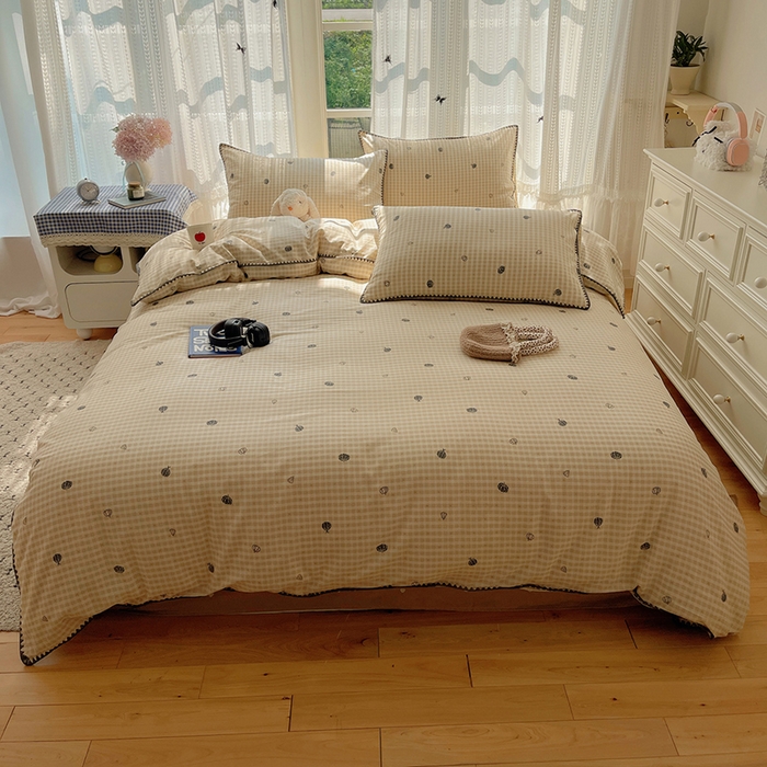 91家纺网 家纺一手货源 找家纺 瑞莱 2026新款全棉印花贝壳边四件套 甜糯南瓜