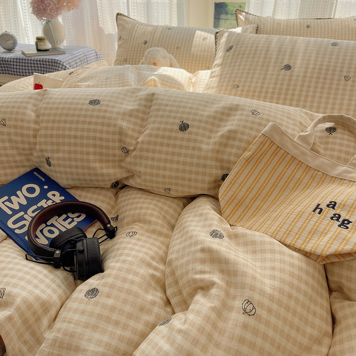 91家纺网 家纺一手货源 找家纺 瑞莱 2026新款全棉印花贝壳边四件套 甜糯南瓜