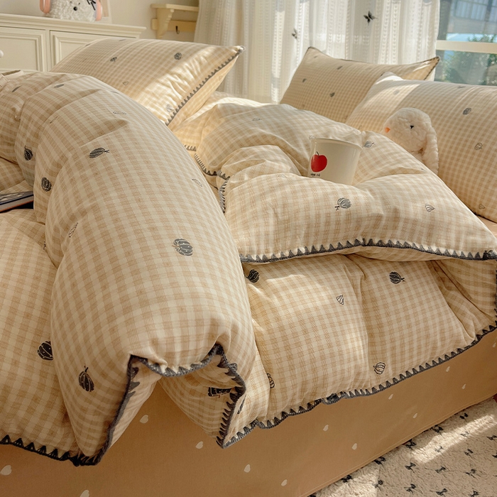 瑞莱 2026新款全棉印花贝壳边四件套 甜糯南瓜