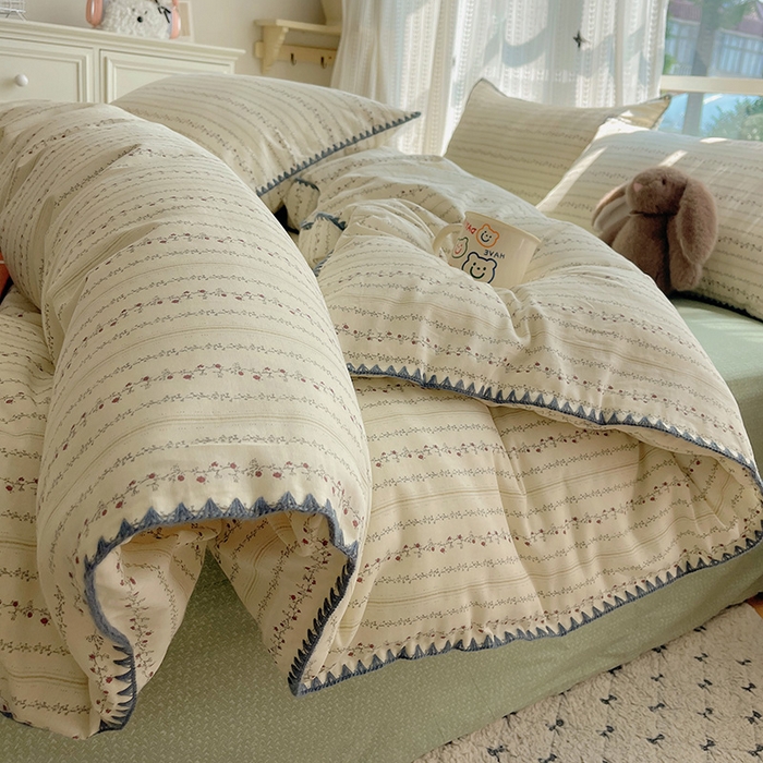 瑞莱 2026新款全棉印花贝壳边四件套 夏有乔木