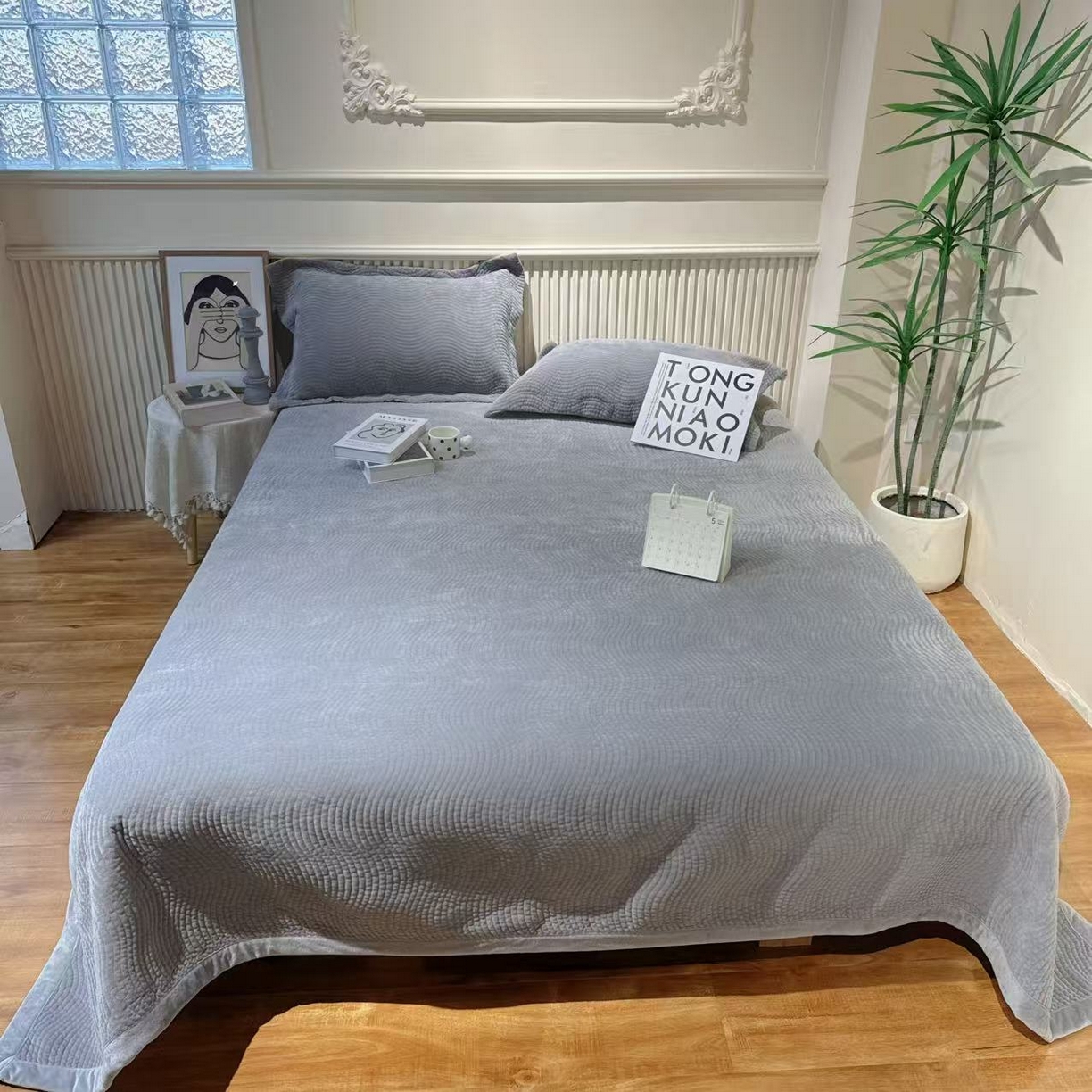 91家纺网 家纺一手货源 找家纺 （总）床盖工厂店 2025新款婴儿绒纯色填充棉花床盖三件套