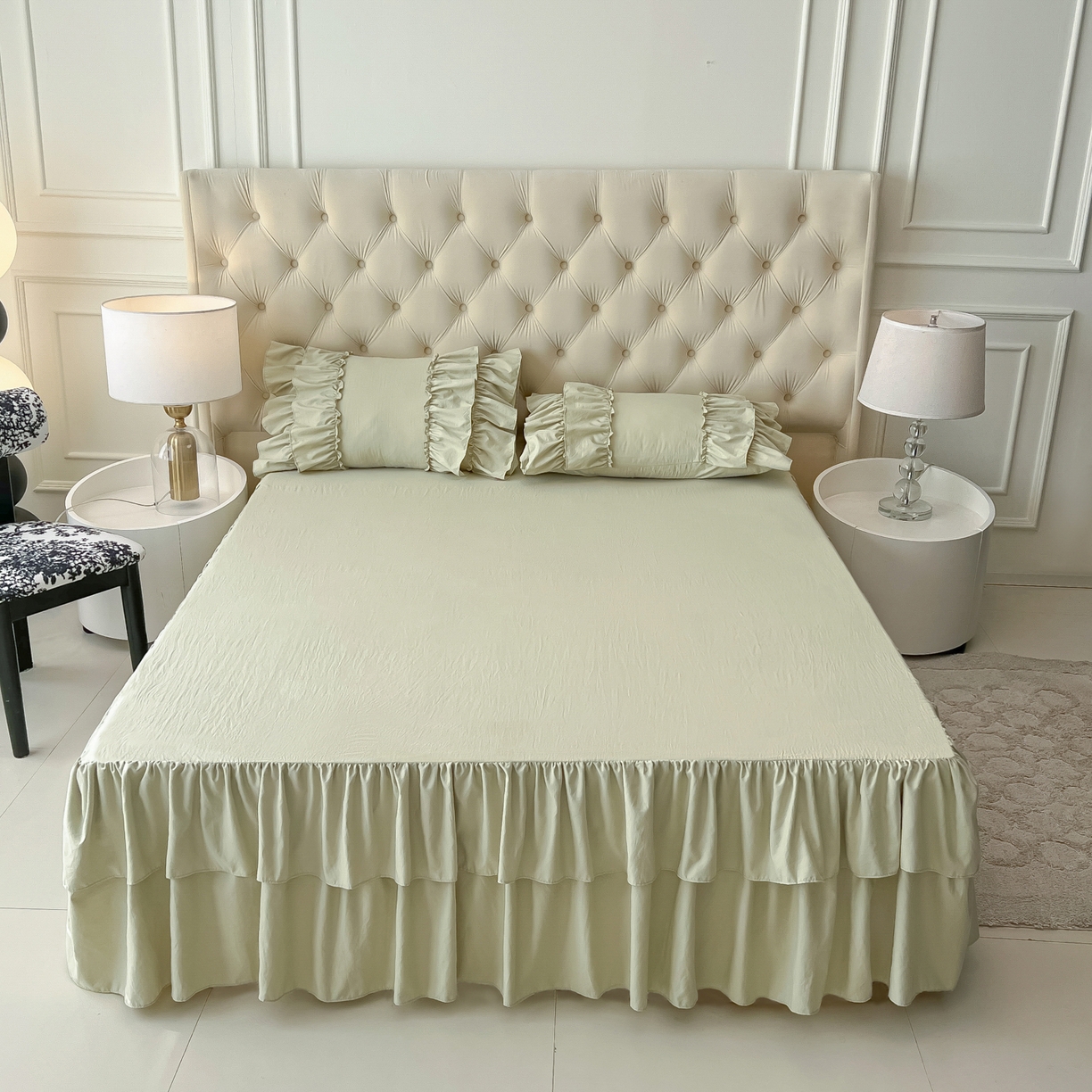 91家纺网 家纺一手货源 找家纺 （总）乐卧家居 2025新款韩系公主风柔软多层荷叶边床裙单品系列