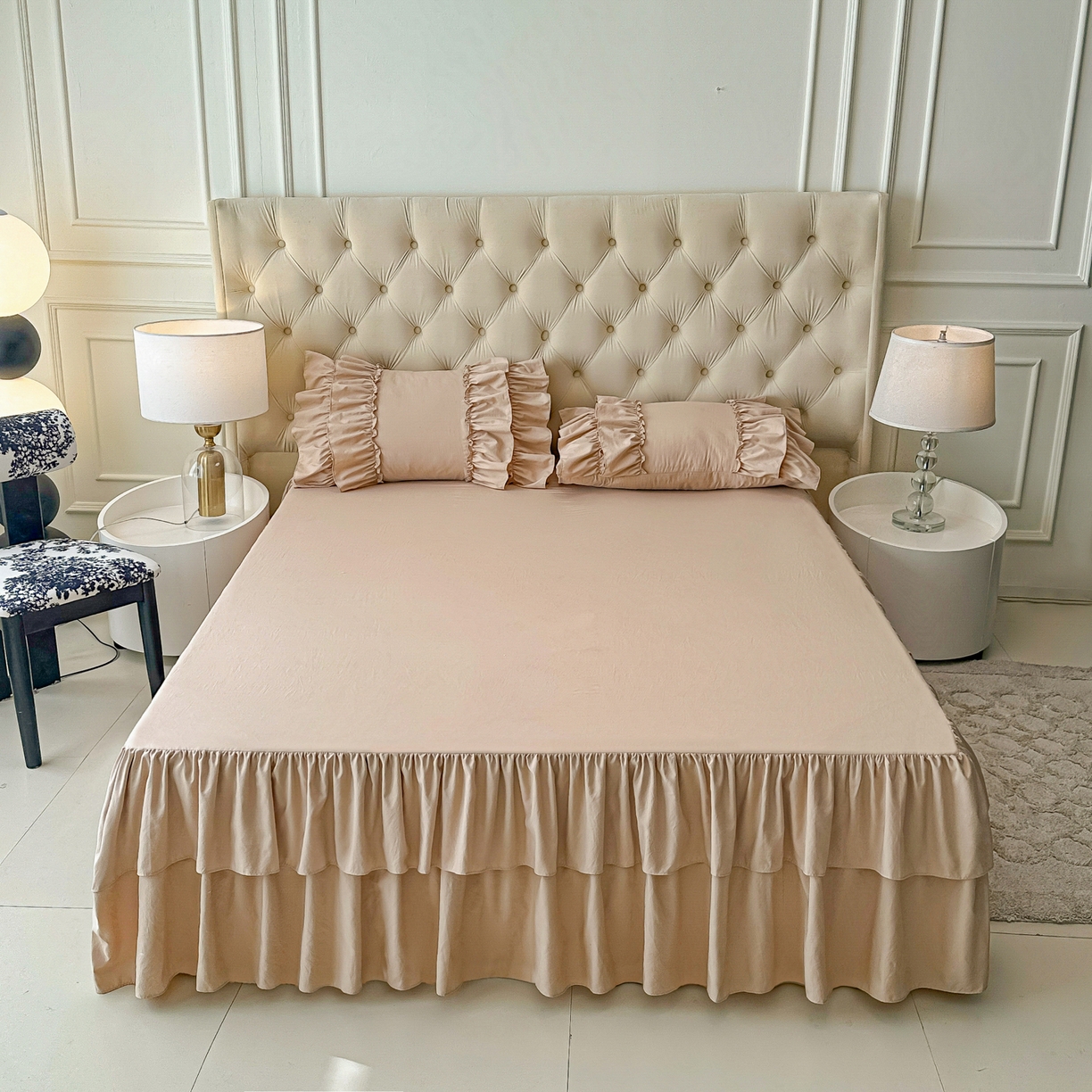 91家纺网 家纺一手货源 找家纺 （总）乐卧家居 2025新款韩系公主风柔软多层荷叶边床裙单品系列