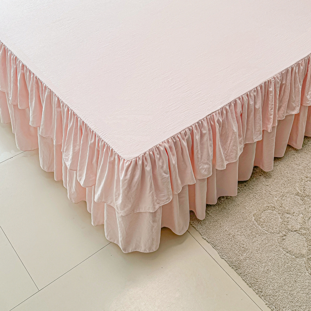 91家纺网 家纺一手货源 找家纺 （总）乐卧家居 2025新款韩系公主风柔软多层荷叶边床裙单品系列