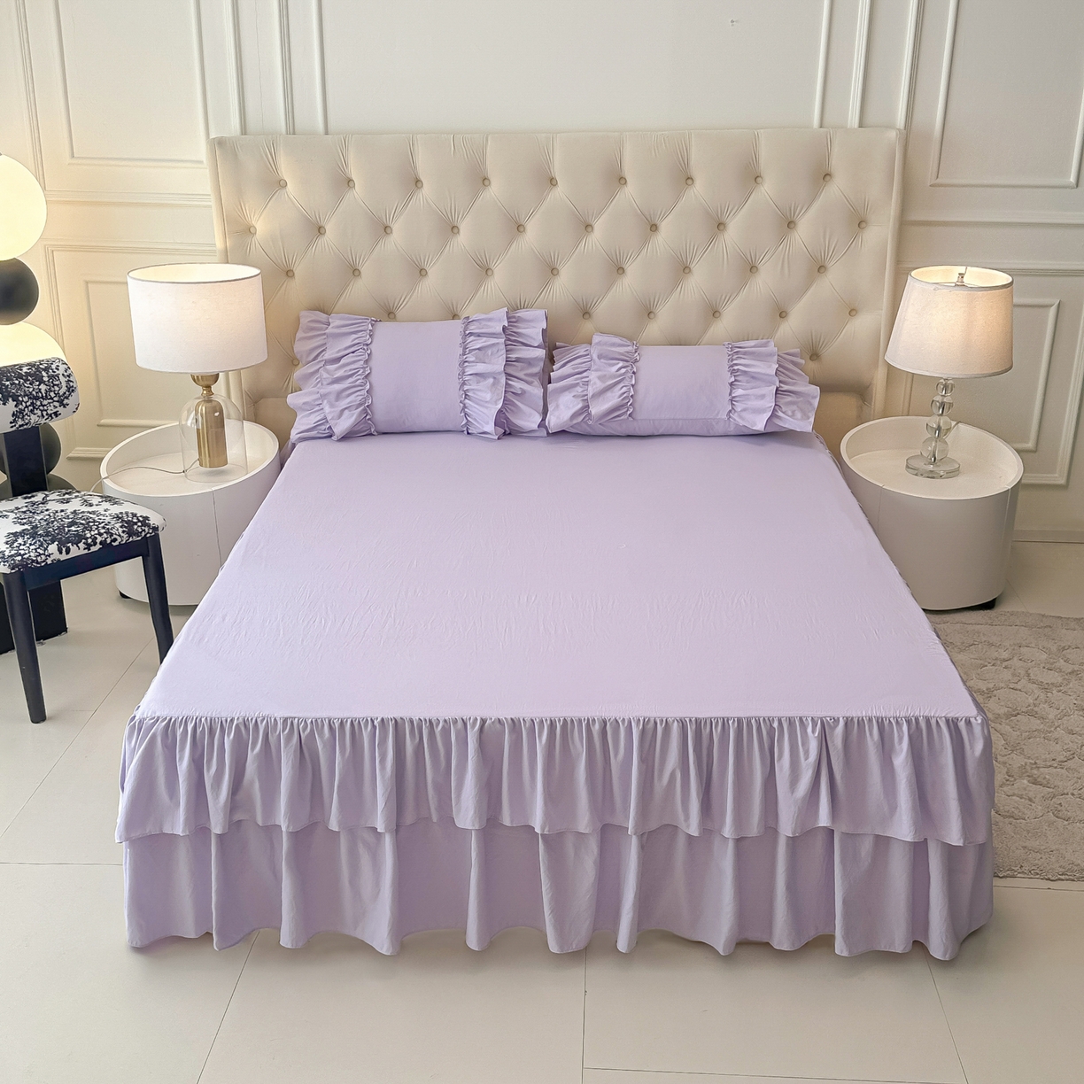 91家纺网 家纺一手货源 找家纺 （总）乐卧家居 2025新款韩系公主风柔软多层荷叶边床裙单品系列