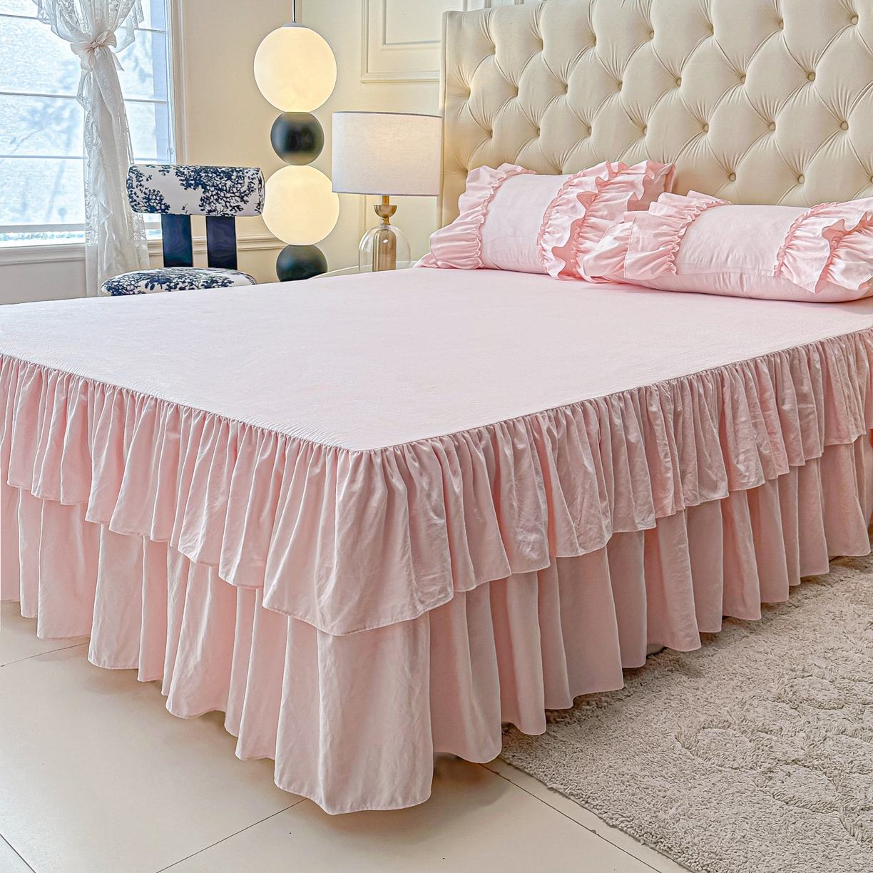 91家纺网 家纺一手货源 找家纺 （总）乐卧家居 2025新款韩系公主风柔软多层荷叶边床裙单品系列