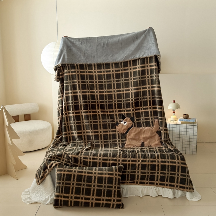 91家纺网 家纺一手货源 找家纺 九花鹿 2025新款仿羊绒毛毯毯子-艾瑞 艾瑞-茶绿