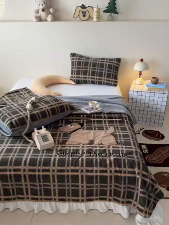 91家纺网 家纺一手货源 找家纺 九花鹿 2025新款仿羊绒毛毯毯子-艾瑞 艾瑞-茶绿