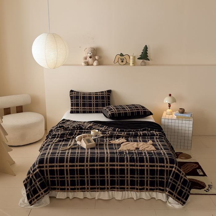 91家纺网 家纺一手货源 找家纺 九花鹿 2025新款仿羊绒毛毯毯子-艾瑞 艾瑞-深灰