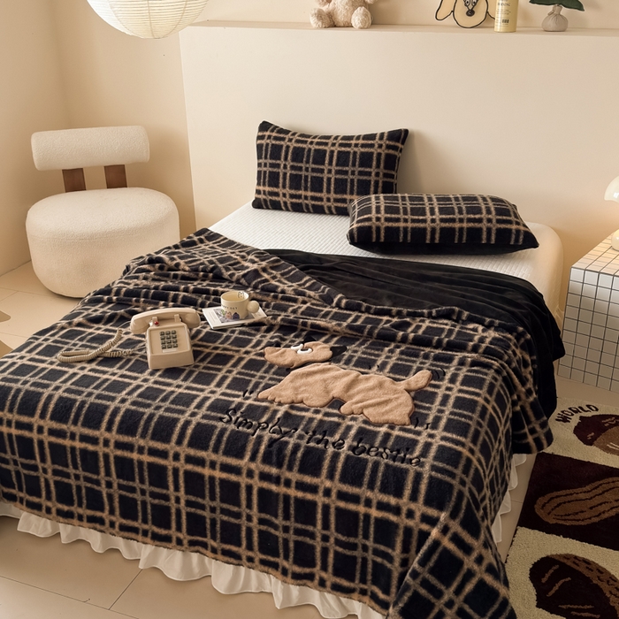 91家纺网 家纺一手货源 找家纺 九花鹿 2025新款仿羊绒毛毯毯子-艾瑞 艾瑞-深灰