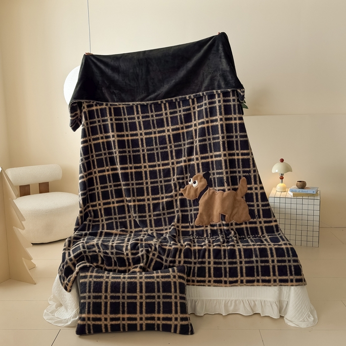 91家纺网 家纺一手货源 找家纺 九花鹿 2025新款仿羊绒毛毯毯子-艾瑞 艾瑞-深灰