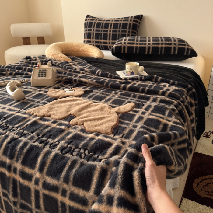 91家纺网 家纺一手货源 找家纺 九花鹿 2025新款仿羊绒毛毯毯子-艾瑞 艾瑞-深灰