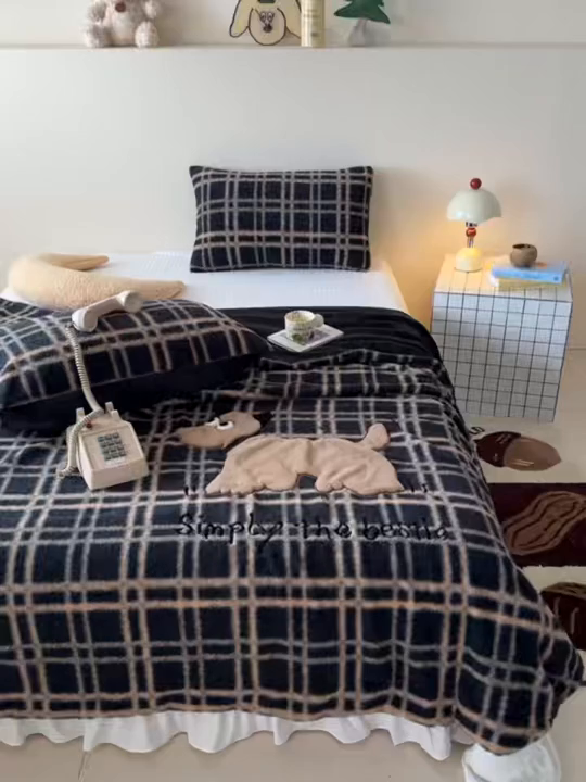 91家纺网 家纺一手货源 找家纺 九花鹿 2025新款仿羊绒毛毯毯子-艾瑞 艾瑞-深灰