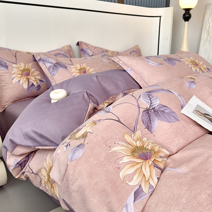 91家纺网 家纺一手货源 找家纺 优品阁 2024新款全棉磨毛四件套单品系列-单被套 北境梨花