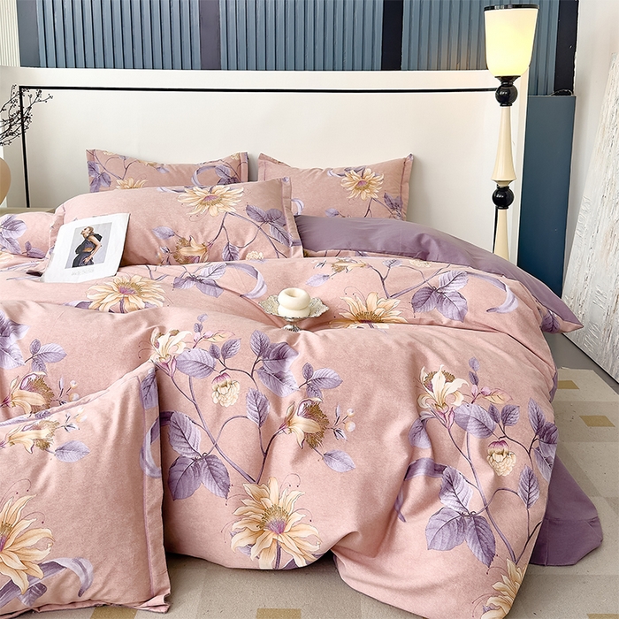 91家纺网 家纺一手货源 找家纺 优品阁 2024新款全棉磨毛四件套单品系列-单被套 北境梨花