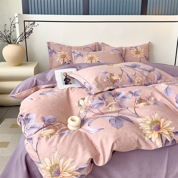 91家纺网 家纺一手货源 找家纺 优品阁 2024新款全棉磨毛四件套单品系列-单被套 北境梨花