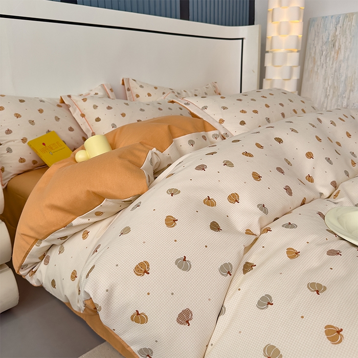 91家纺网 家纺一手货源 找家纺 优品阁 2024新款全棉磨毛四件套单品系列-单被套 贝贝南瓜