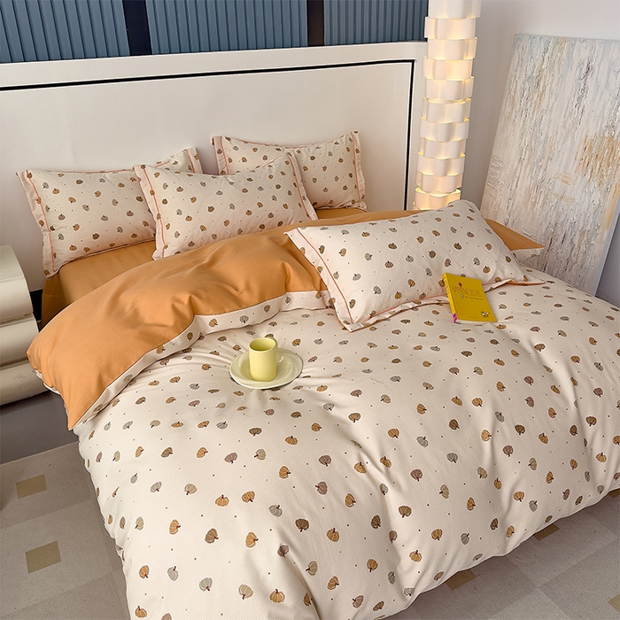 91家纺网 家纺一手货源 找家纺 优品阁 2024新款全棉磨毛四件套单品系列-单被套 贝贝南瓜