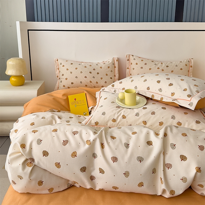 91家纺网 家纺一手货源 找家纺 优品阁 2024新款全棉磨毛四件套单品系列-单被套 贝贝南瓜