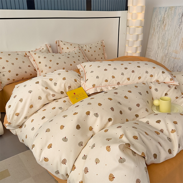 91家纺网 家纺一手货源 找家纺 优品阁 2024新款全棉磨毛四件套单品系列-单被套 贝贝南瓜