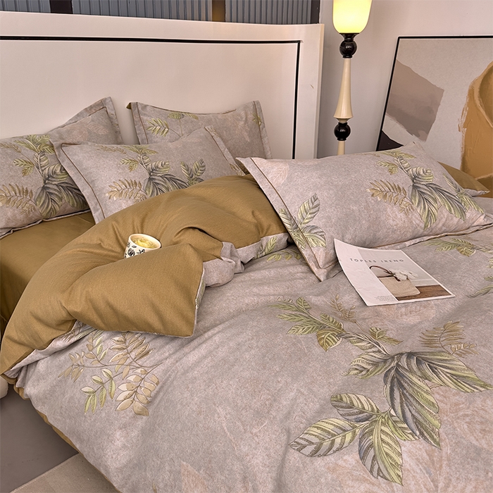 91家纺网 家纺一手货源 找家纺 优品阁 2024新款全棉磨毛四件套单品系列-单被套 叶罗丽