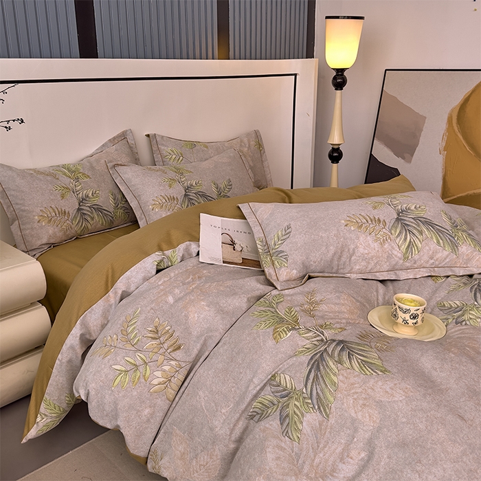 91家纺网 家纺一手货源 找家纺 优品阁 2024新款全棉磨毛四件套单品系列-单被套 叶罗丽