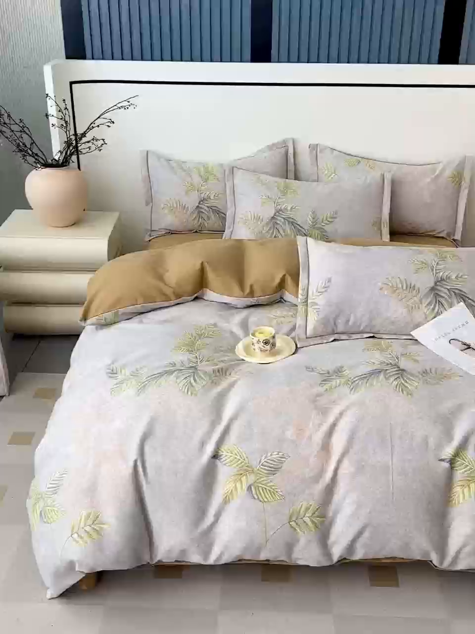 91家纺网 家纺一手货源 找家纺 优品阁 2024新款全棉磨毛四件套单品系列-单被套 叶罗丽